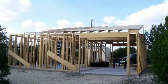 Framing for the Roof at Babble On Industries.